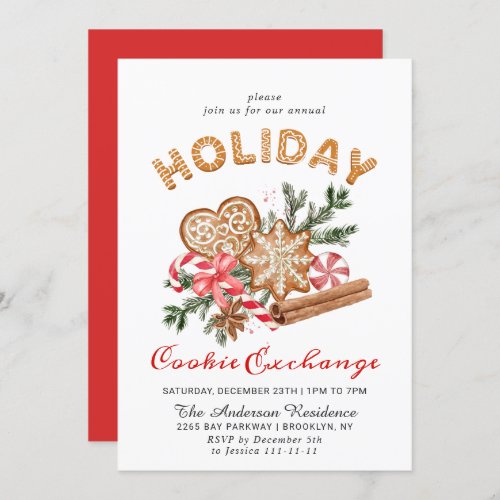 Gingerbread House Cookie Exchange Christmas Party Invitation