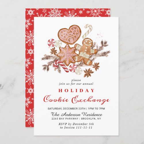 Gingerbread House Cookie Exchange Christmas Party Invitation