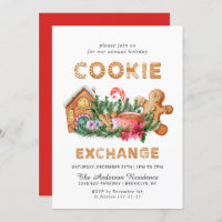 Gingerbread House Cookie Exchange Christmas Party Invitation