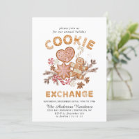 Gingerbread House Cookie Exchange Christmas Party Invitation