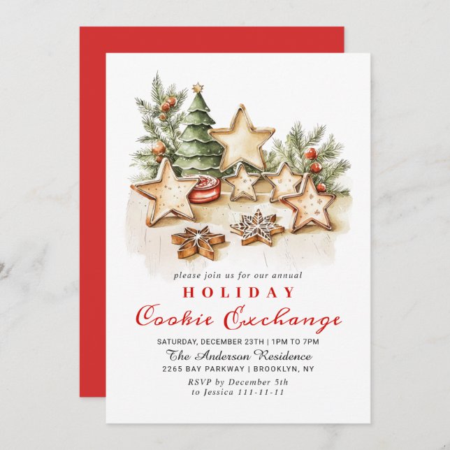 Gingerbread House Cookie Exchange Christmas Party Invitation (Front/Back)