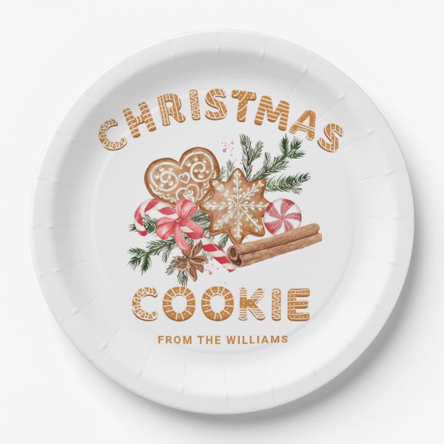 Gingerbread House Cookie Exchange Christmas Party Paper Plates (Front)