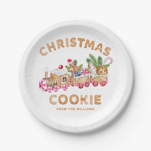 Gingerbread House Cookie Exchange Christmas Party Paper Plates (Front)