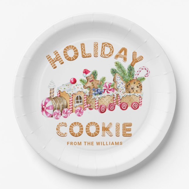 Gingerbread House Cookie Exchange Christmas Party Paper Plates (Front)
