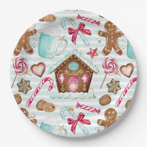 Gingerbread House Cookies Candy Paper Plate