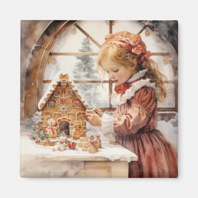 Gingerbread House Cookies Country Kitchen Girls ma Magnet (Front)