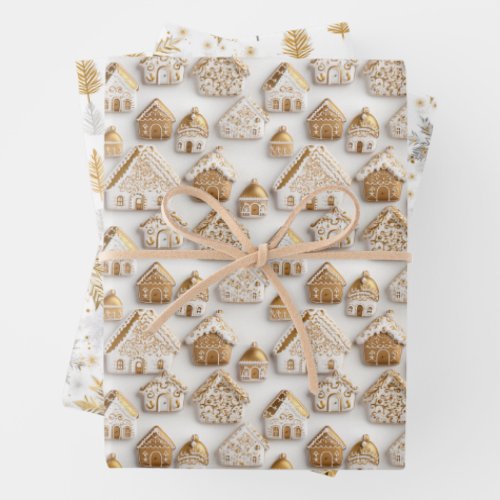 Gingerbread House Cookies Snowfake Christmas Wrapping Paper Sheets