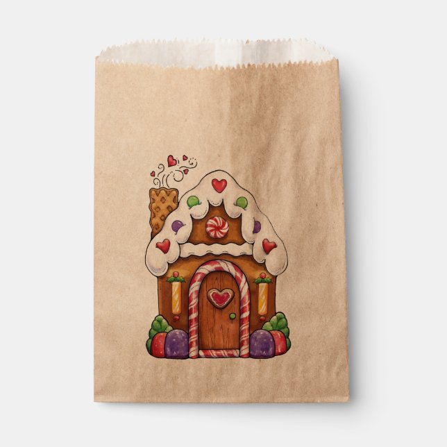 Gingerbread House Cottage Favor Bag (Front)