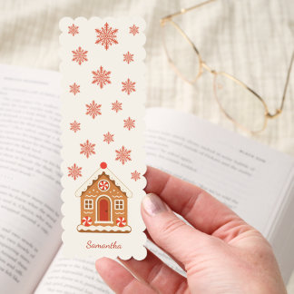 Gingerbread House Custom Name Bookmarks