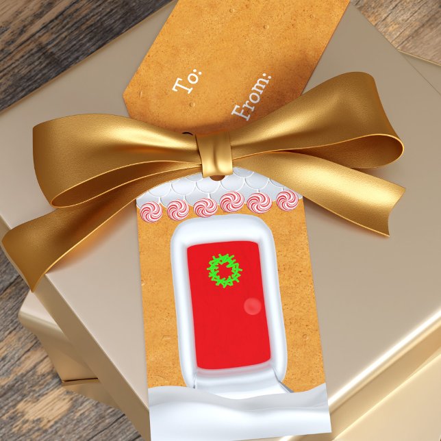 Gingerbread House Cute Christmas Gift Tags (A fun & colorful gift tag inspired by gingerbread houses. Perfect for gingerbread decorating parties)