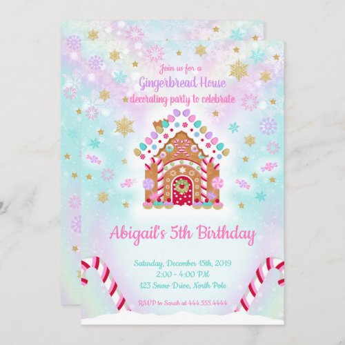 Gingerbread House Decorating Birthday Invitation