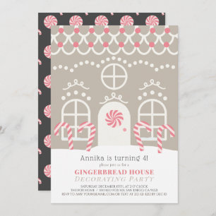 Gingerbread House Decorating Birthday Party Invitation