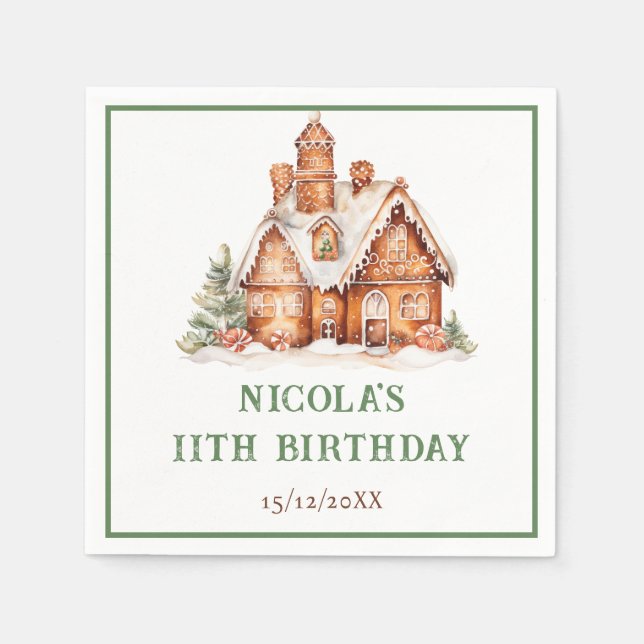 Gingerbread House Decorating Birthday Party Napkins (Front)