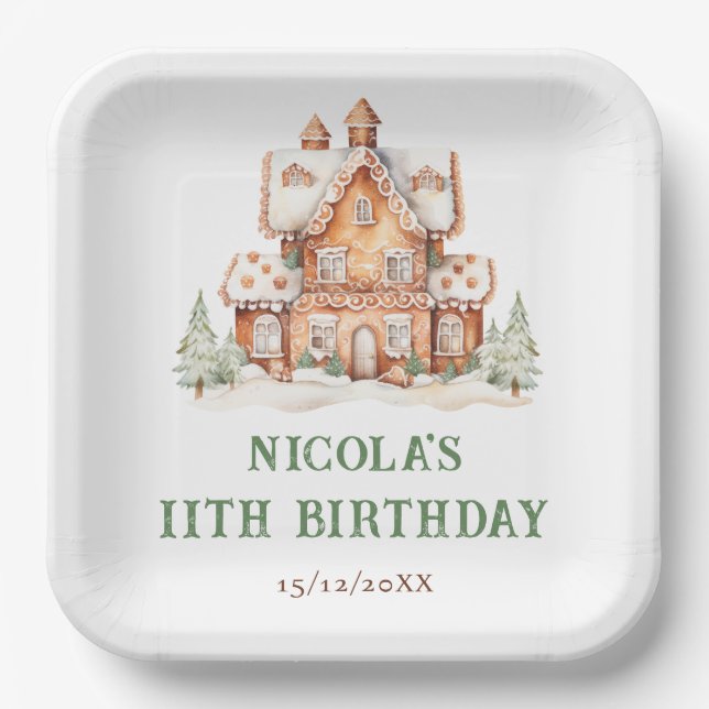Gingerbread House Decorating Birthday Party Paper Plates (Front)