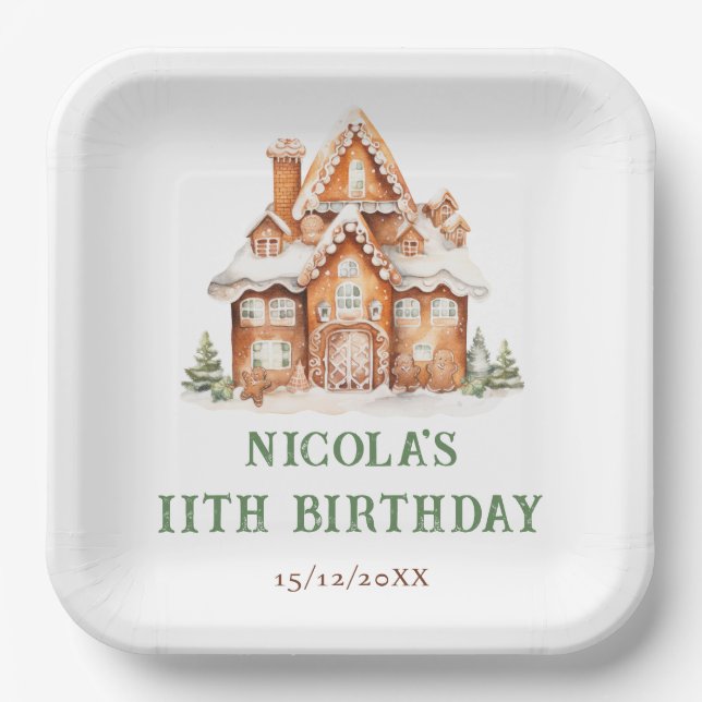 Gingerbread House Decorating Birthday Party Paper Plates (Front)