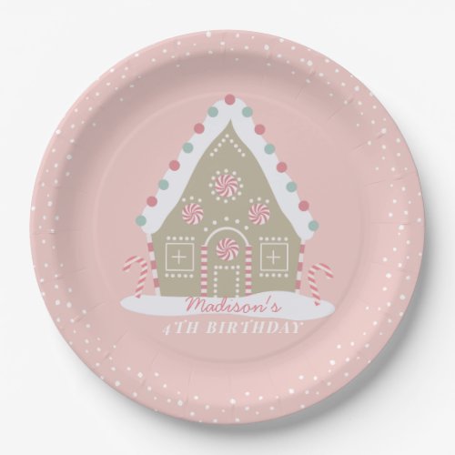 Gingerbread House Decorating Birthday Pink Paper Plates