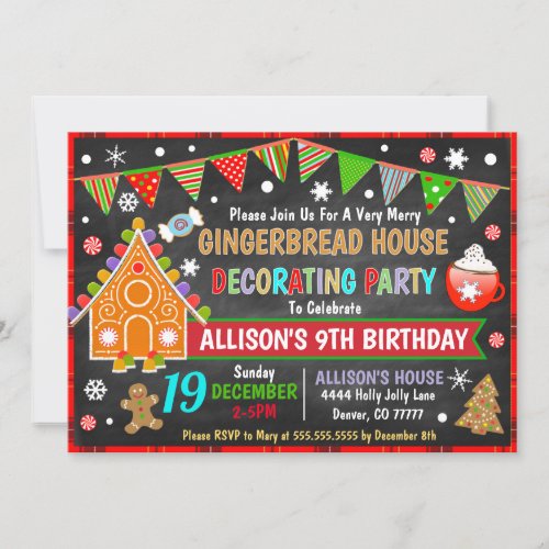 Gingerbread House Decorating Christmas Invitation