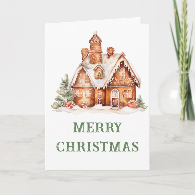 Gingerbread House Decorating Christmas Party Holiday Card (Front)
