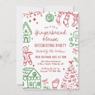 Gingerbread House Decorating Christmas Party Invitation