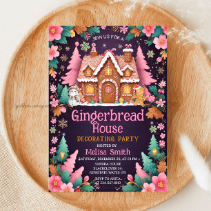 Gingerbread House Decorating Christmas Party Invitation