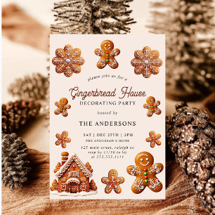 Gingerbread House Decorating Christmas Party Invitation