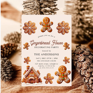 Gingerbread House Decorating Christmas Party Invitation