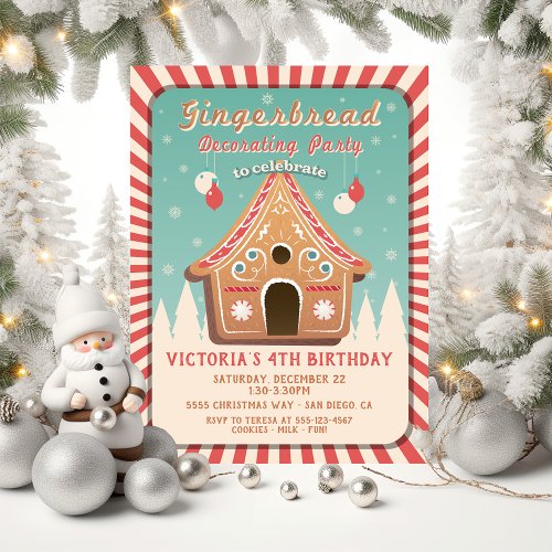 Gingerbread House Decorating Christmas Party Invitation