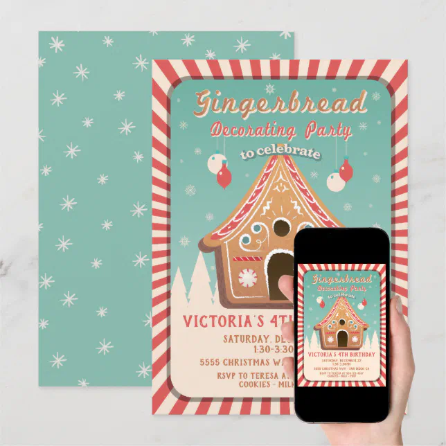 Gingerbread House Decorating Christmas Party Invitation | Zazzle