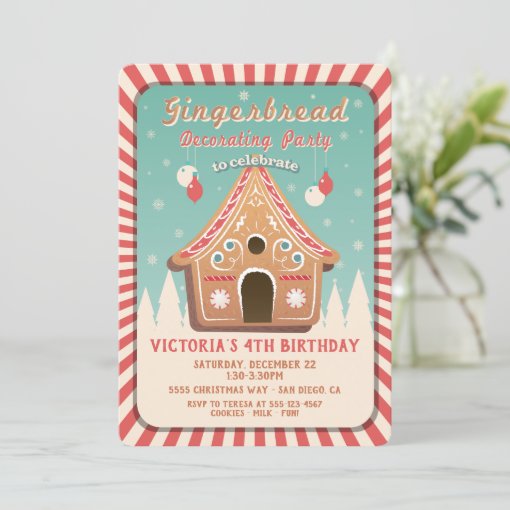 Gingerbread House Decorating Christmas Party Invitation | Zazzle