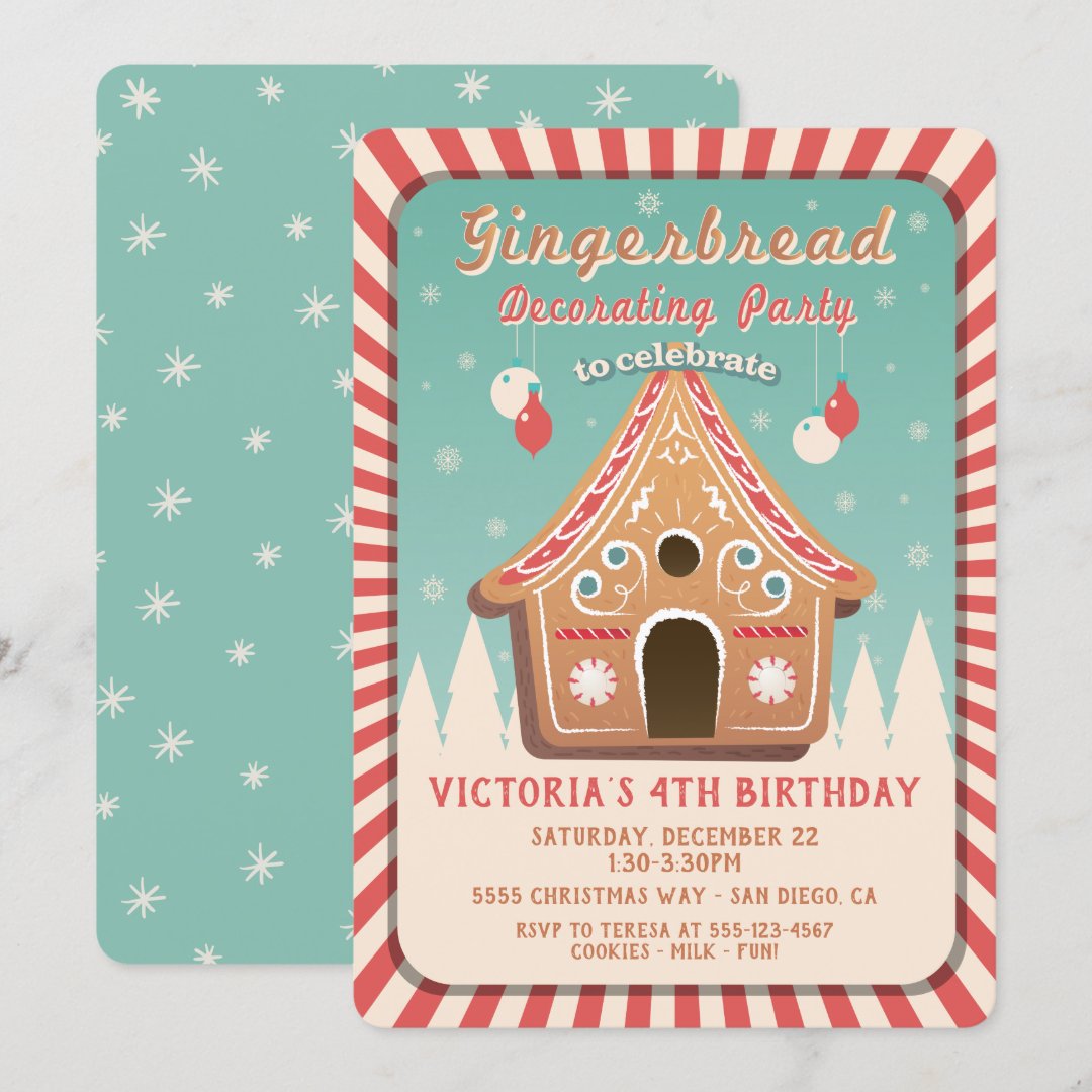 Gingerbread House Decorating Christmas Party Invitation | Zazzle