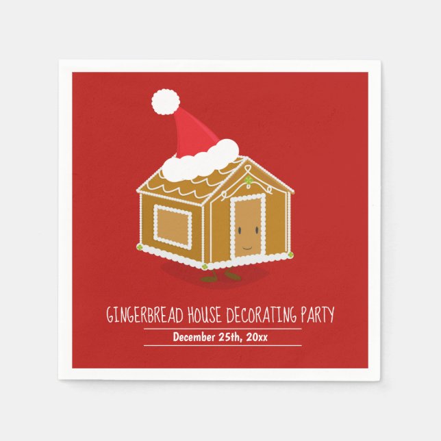 Gingerbread House Decorating Christmas Party Napkins (Front)