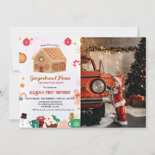 Gingerbread House Decorating Party 1St Birthday In Invitation