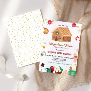 Gingerbread House Decorating Party 1St Birthday Invitation