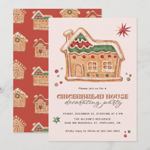 Gingerbread House Decorating Party Christmas Invitation