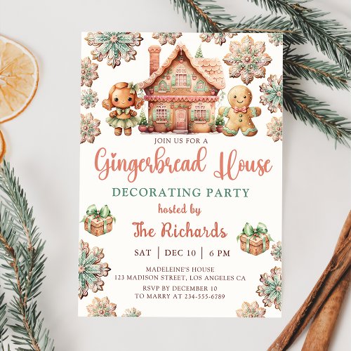 Gingerbread House Decorating Party Christmas Invitation