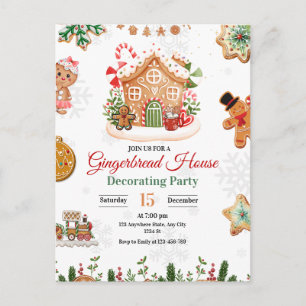 Gingerbread House Decorating Party Christmas Postcard