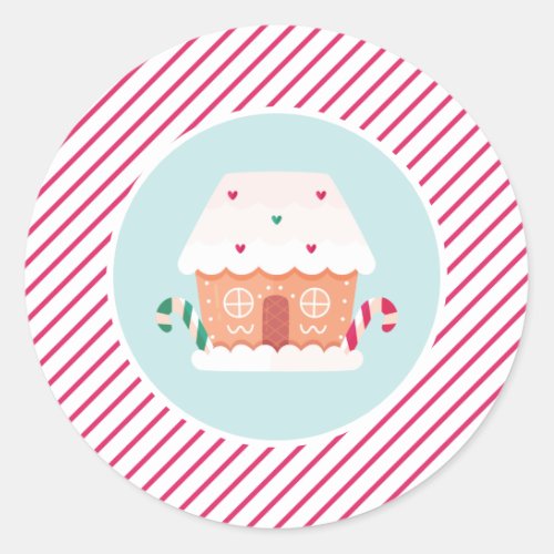 Gingerbread house decorating party classic round sticker