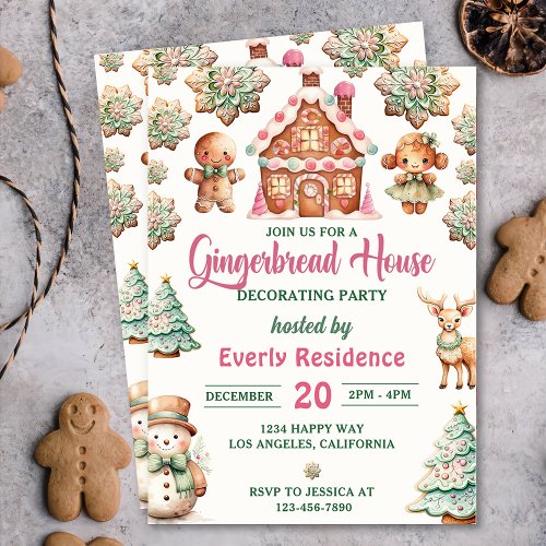 Gingerbread House Decorating Party Cookie Invitation