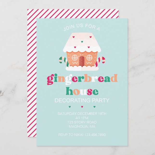 Gingerbread House Decorating Party Invitation (Front/Back)
