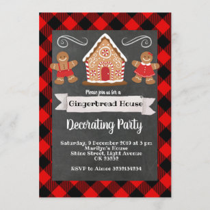 Gingerbread House decorating party invitation