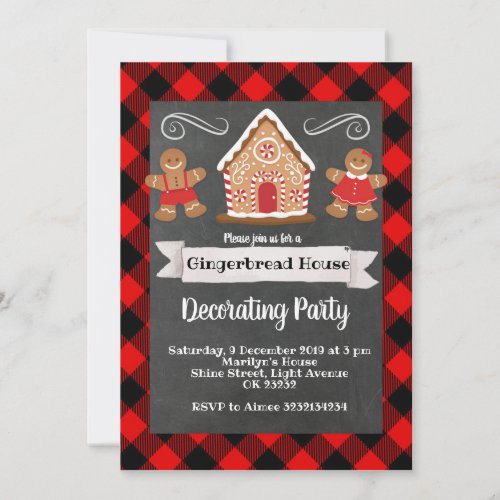 Gingerbread House decorating party invitation