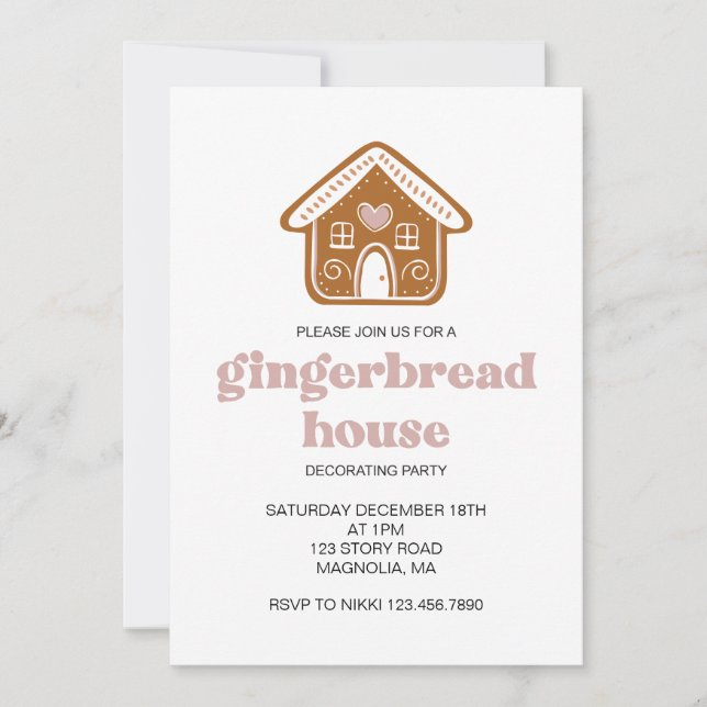 Gingerbread House Decorating Party Invitation (Front)
