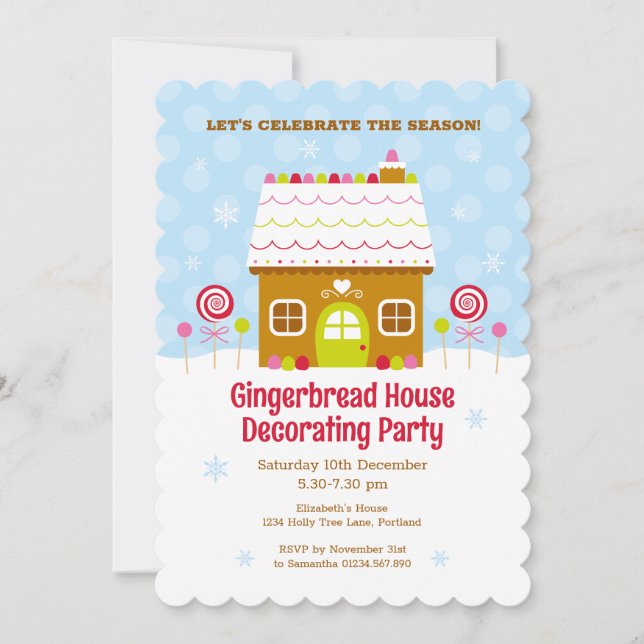 Gingerbread House Decorating Party Invitation (Front)