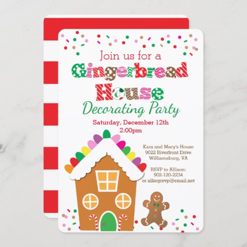 Gingerbread House Decorating Party Invitation