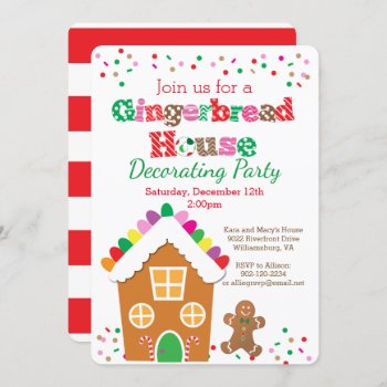 Gingerbread House Decorating Party Invitation by modernmaryella at Zazzle