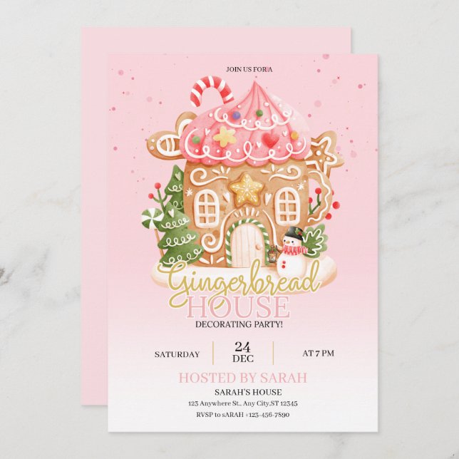 Gingerbread House Decorating Party Invitation  (Front/Back)