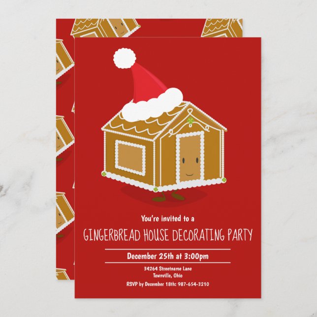 Gingerbread House Decorating Party Invitation (Front/Back)