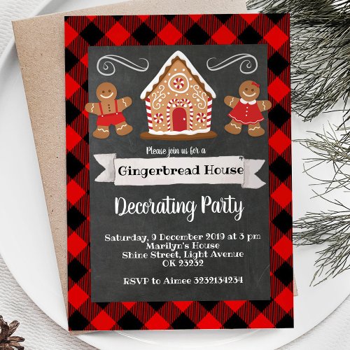 Gingerbread House decorating party invitation