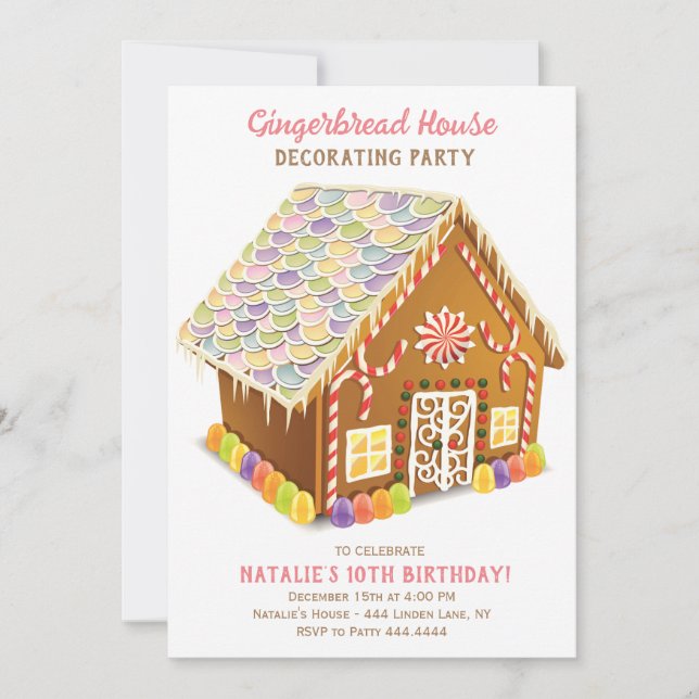 GINGERBREAD HOUSE DECORATING PARTY INVITATION (Front)