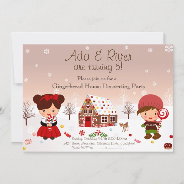 Gingerbread House Decorating Party Invitation (Front)